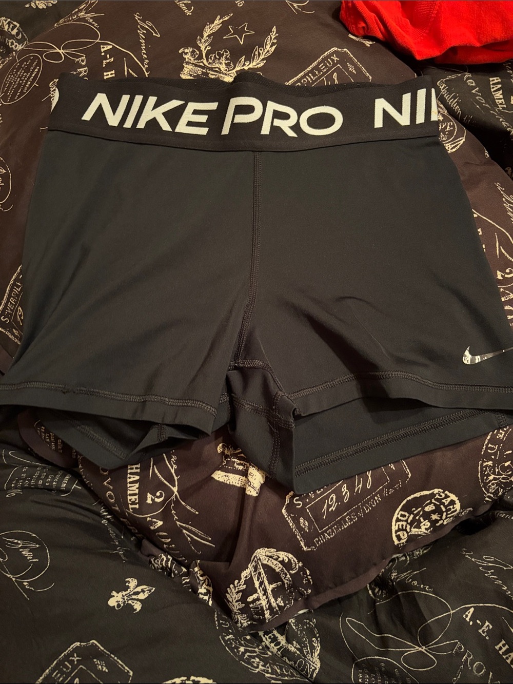 Nike Black Pro Compression Bike Shorts with White Logo Waistband